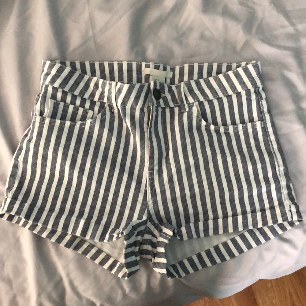 Striped jean shorts